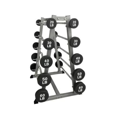 RACK CON 10 BARRAS DE PESO FIJO, 5 CURVAS Y 5 RECTAS 20-60 LBS